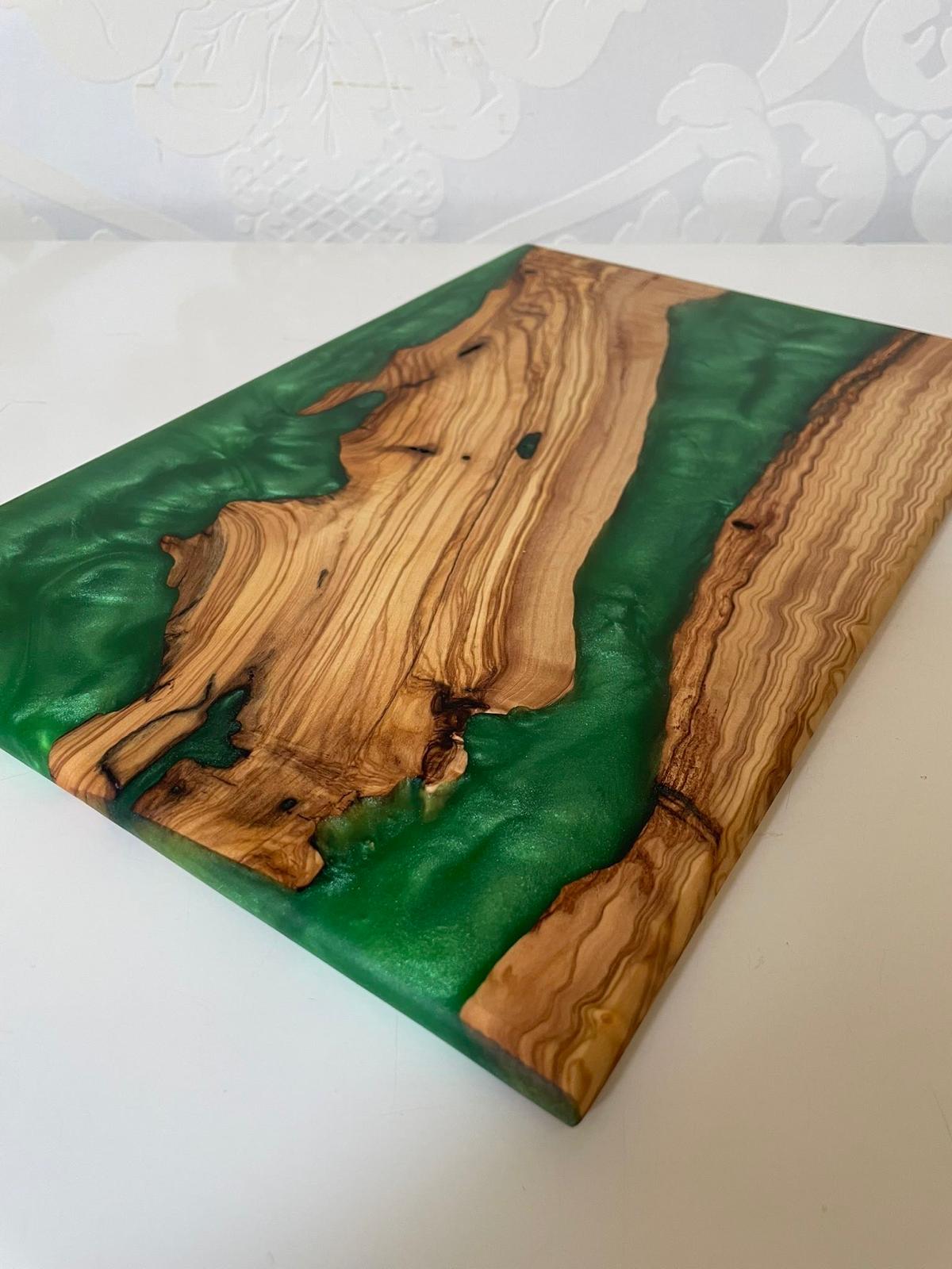 Frühtücksbrettchen Oliven Epoxid Harz Bahia Grün