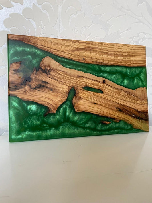 Frühtücksbrettchen Oliven Epoxid Harz Bahia Grün