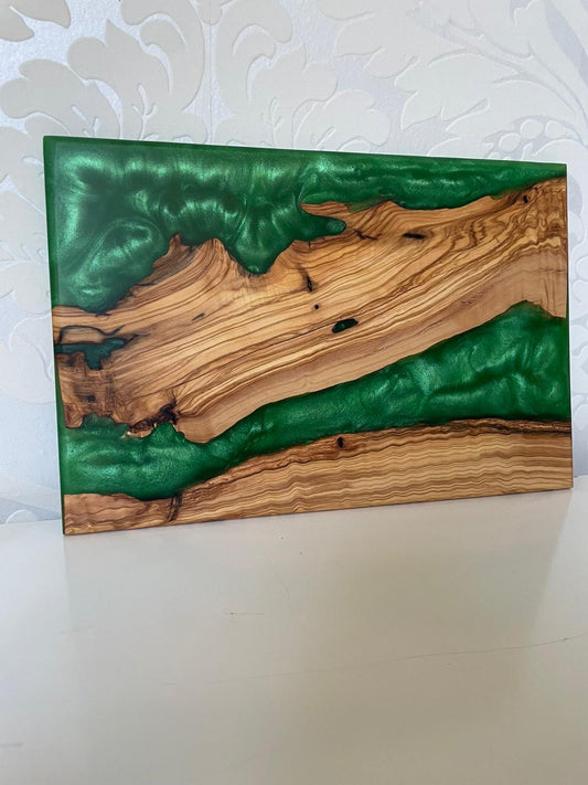 Frühtücksbrettchen Oliven Epoxid Harz Bahia Grün