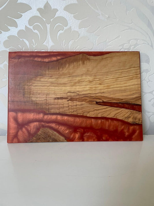 Frühtücksbrettchen Oliven Epoxid Harz Deep Orange