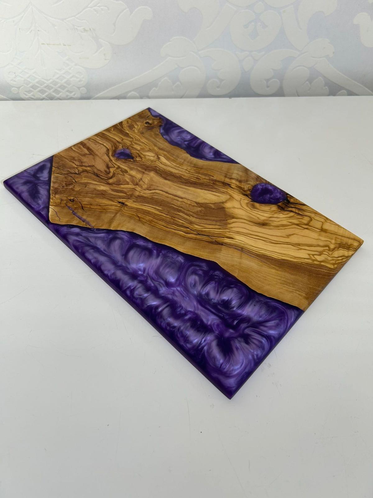 Frühtücksbrettchen Oliven Epoxid Harz Lotus Lila