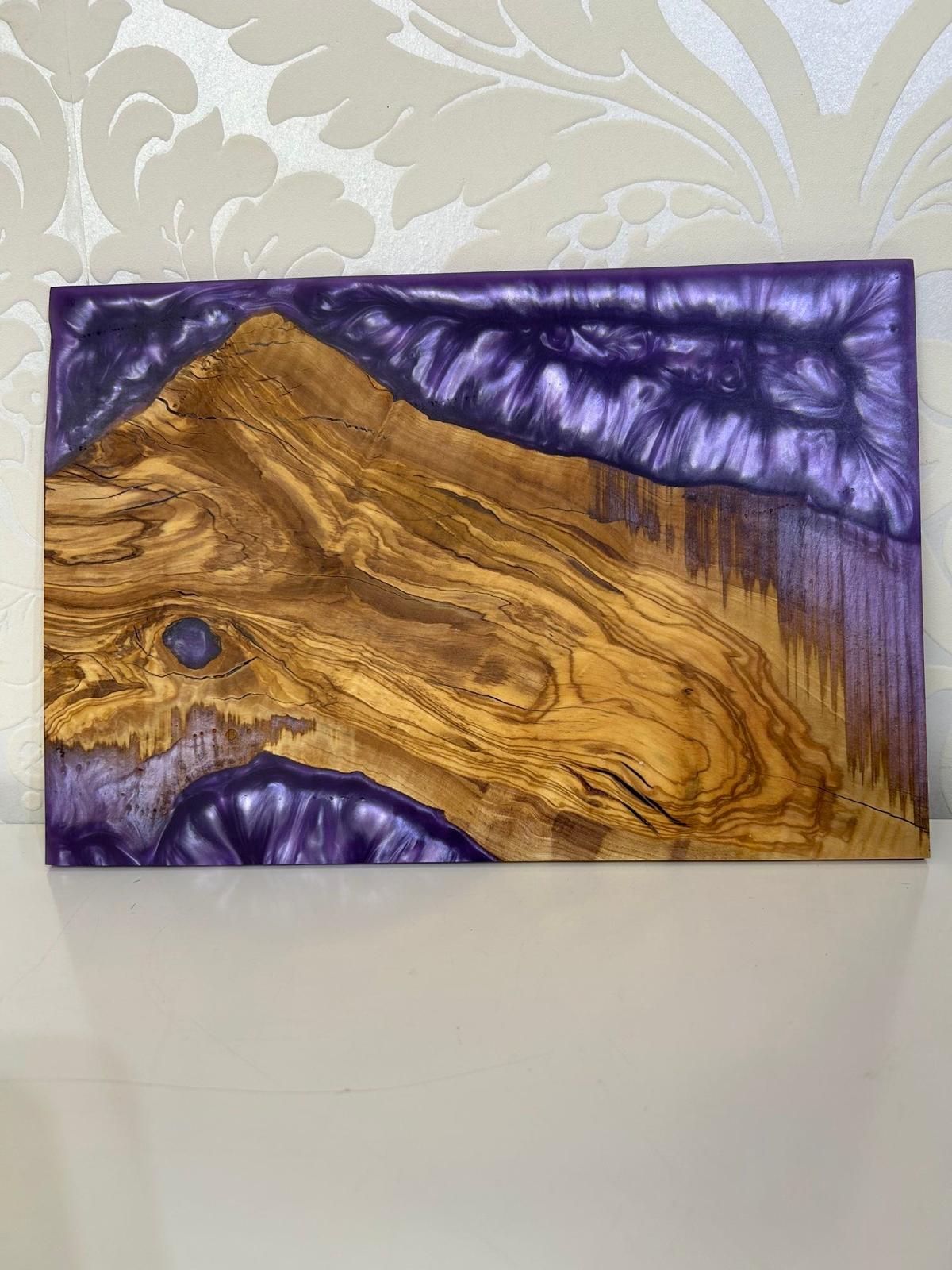 Frühtücksbrettchen Oliven Epoxid Harz Lotus Lila