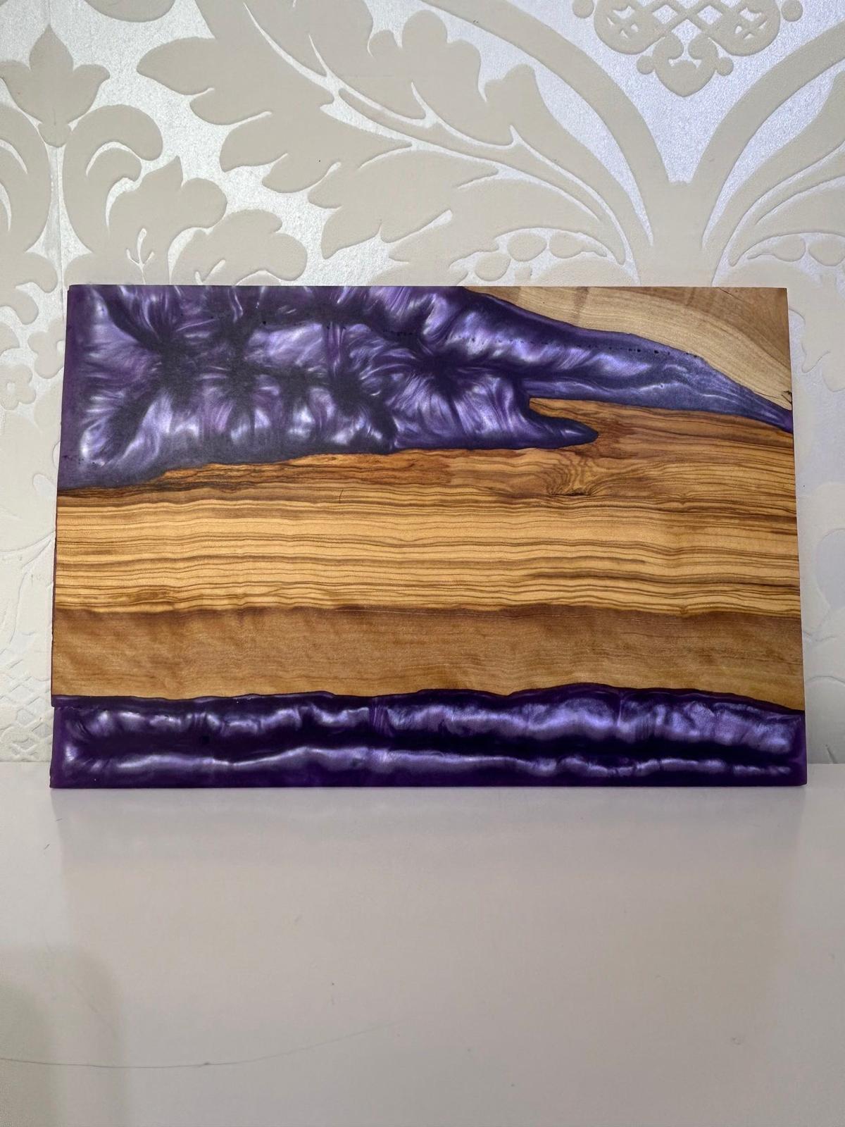 Frühtücksbrettchen Oliven Epoxid Harz Lotus Lila