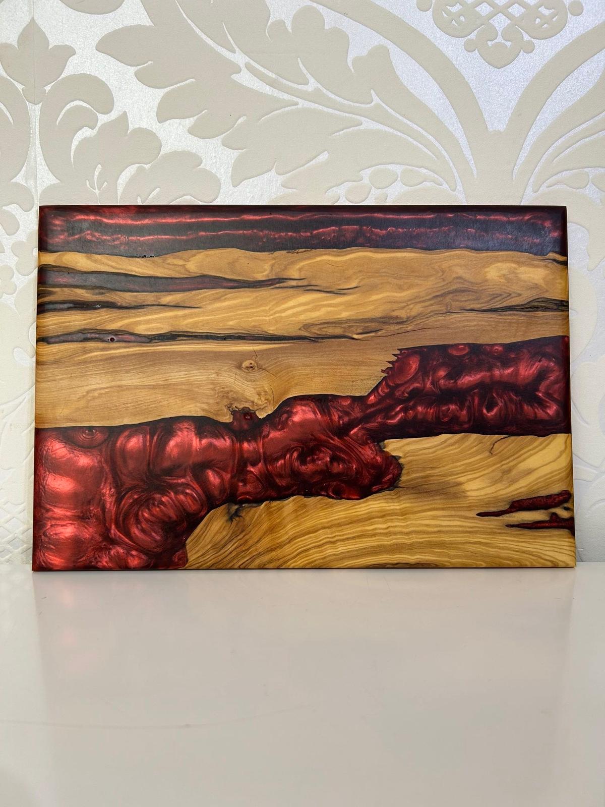 Frühtücksbrettchen Oliven Epoxid Harz Wein Rot