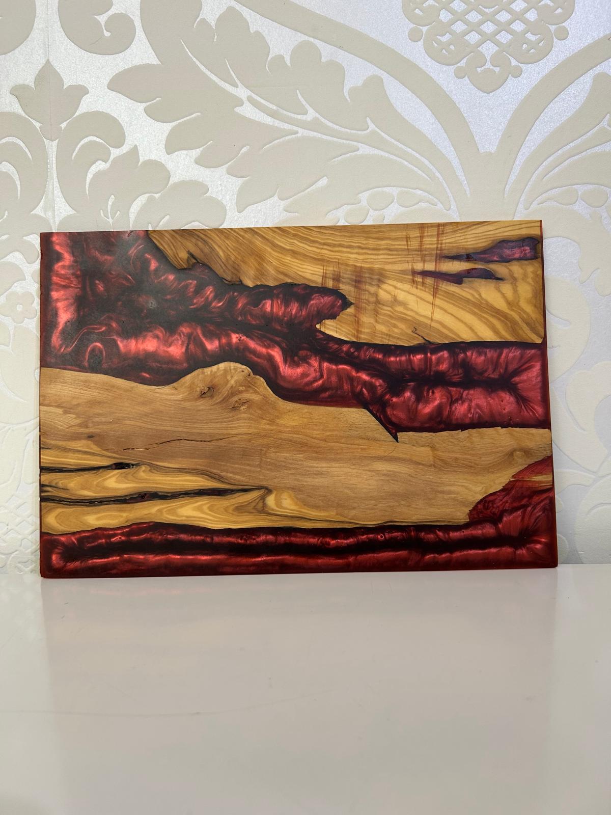 Frühtücksbrettchen Oliven Epoxid Harz Wein Rot