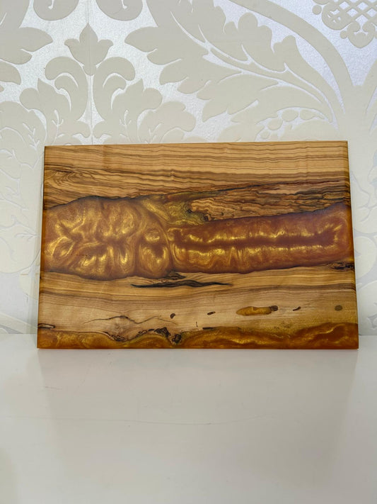 Frühtücksbrettchen Oliven Epoxid Harz Gold