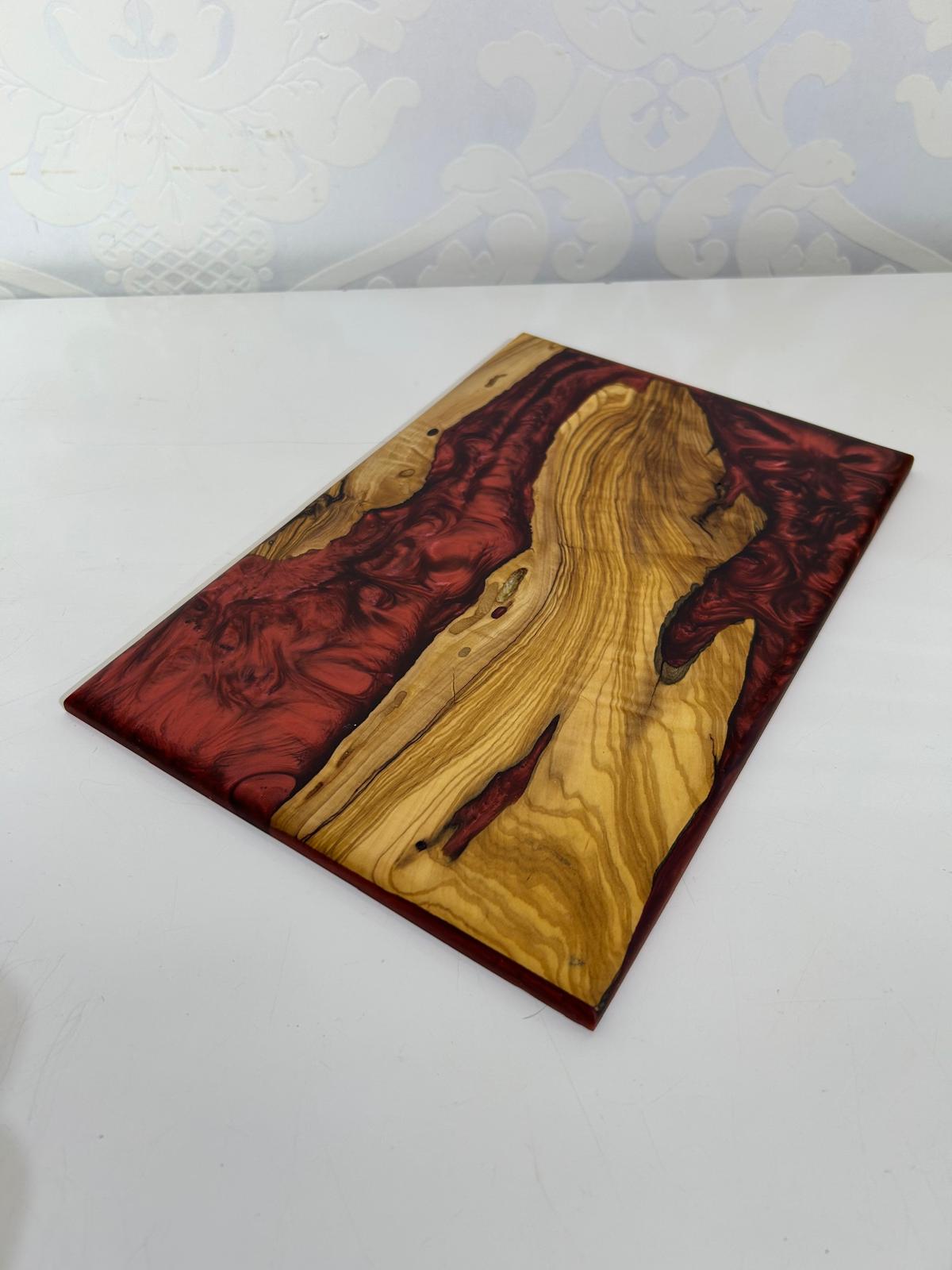 Frühtücksbrettchen Oliven Epoxid Harz Wein Rot